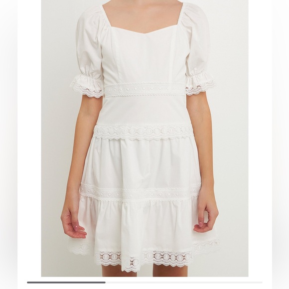 Endless Rose Sweetheart Lace Combo Puff Mini Dress NWT SIZE S - Picture 3 of 5